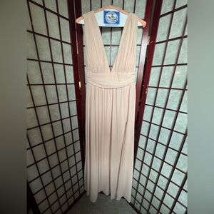 Lulu's Pink Pleated Ruched Sleeveless Gown
